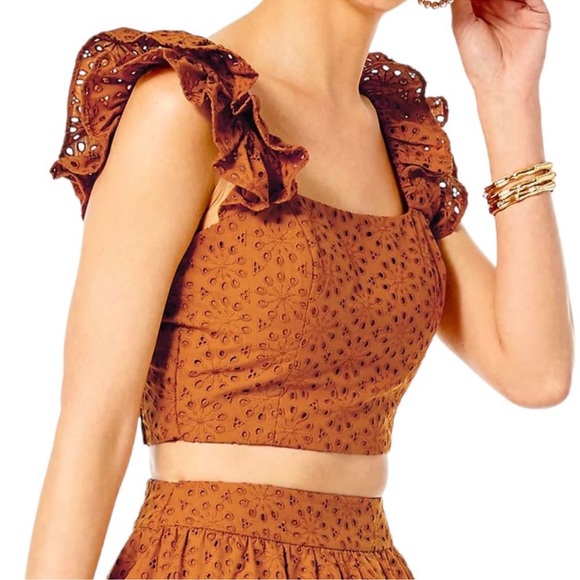 NWT Lilly Pulitzer Lolina Midi Set in Toffee Neon Sunburst Eyelet - Picture 4 of 8